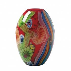 Red Floral Flow Glass Vase Red Floral Flow Glass Vase